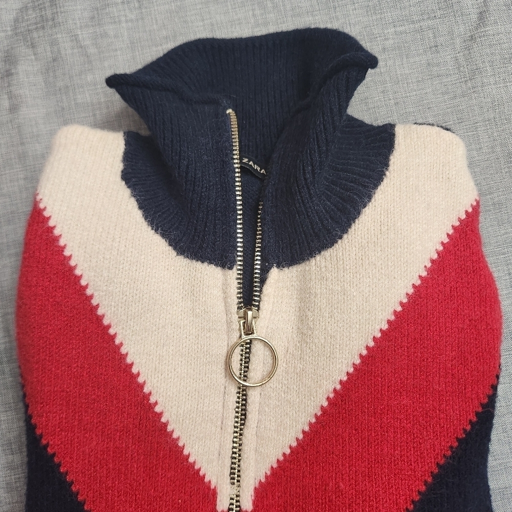 3/$25 Zara knit half zip up sweater size Medium red - Picture 10 of 12